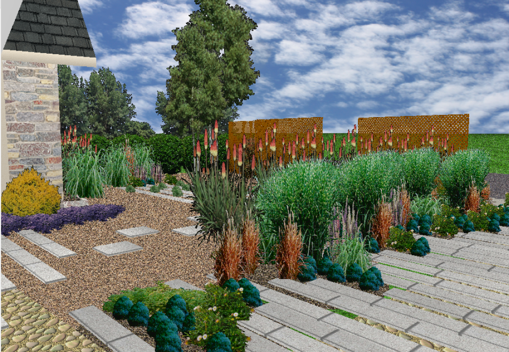 Front driveway made of concrete sleepers